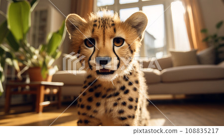 Cheetah kept as a pet 108835217