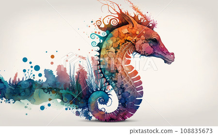 海馬：色彩繽紛、迷幻和超現實主義的水彩畫 108835673