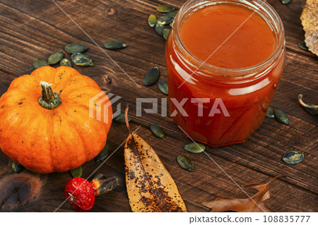 Fragrant autumn pumpkin jam or puree. 108835777