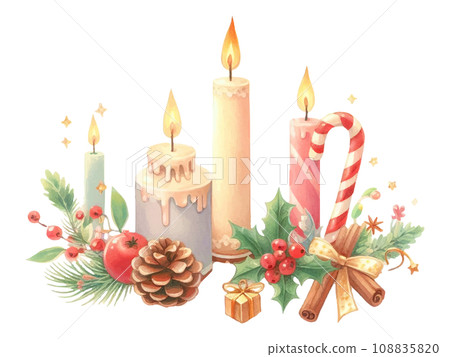 cute christmas candle illustration 108835820