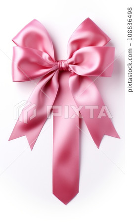 Pink ribbon with bow isolated 108836498