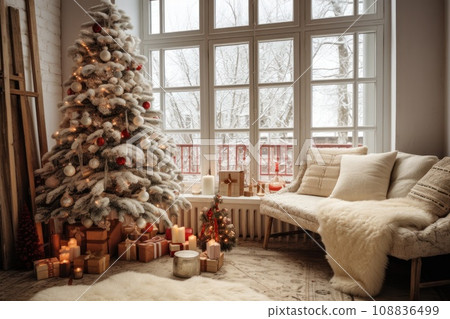 Christmas design interior in boho style Christmas design interior in boho style 108836499