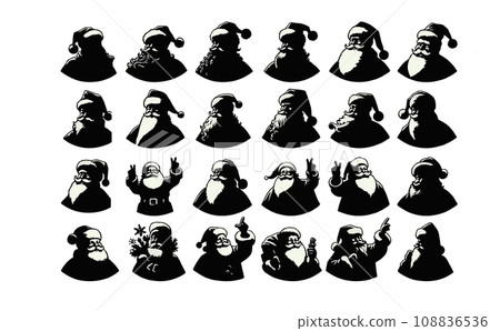 象徵聖誕節的聖誕老人剪影集合 - 生成的 AI 108836536