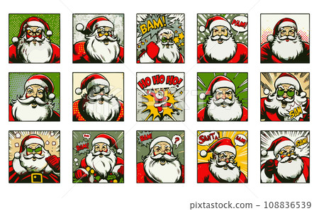 Explode the joy of Christmas! Santa Claus in retro pop art style - generated AI Explode the joy of Christmas! Santa Claus in retro pop art style - generated AI 108836539