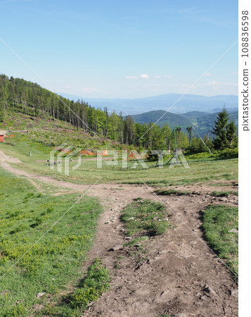 Route in Silesian Beskids near European Bielsko-Biala city in Poland - vertical 108836598