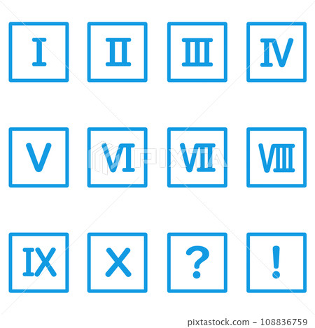 Blue number square icon set 108836759