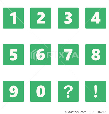 Green number square icon set 108836763