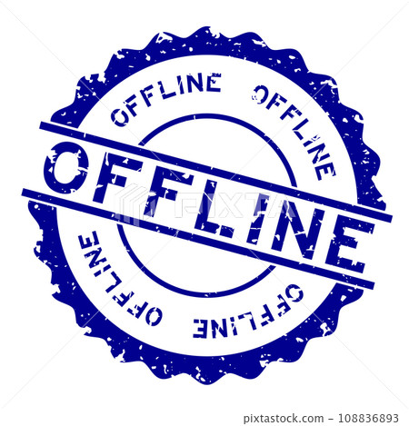 Grunge blue offline word round rubber seal stamp on white background 108836893
