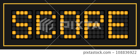 Orange color led banner in word scope on black background Orange color led banner in word scope on black background 108836922