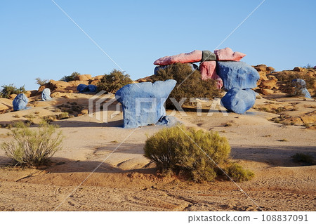 Painted rocks near African Tafraout town in Morocco 108837091