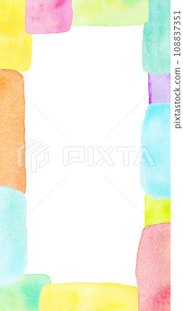 多彩水彩彩虹框背景素材 108837351