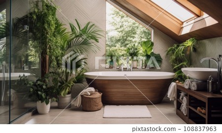 Cozy posh luxurious interior design of bathroom 108837963