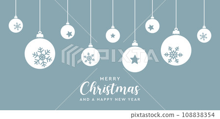 merry christmas card with hanging ball decoratoin vector illustration 108838354