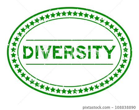 Grunge green diversity word oval rubber seal stamp on white background Grunge green diversity word oval rubber seal stamp on white background 108838890