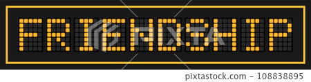 Orange color led banner in word friendship on black background 108838895