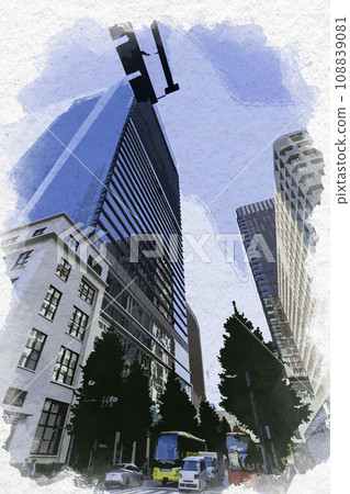 Watercolor style Tokyo Station Marunouchi Exit JP Tower/KITTE Chiyoda-ku, Tokyo 108839081