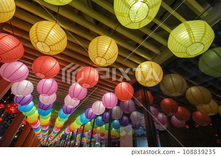 Oct 4 2023 Paper lanterns on the hallway, Mid Autumn festival 108839235