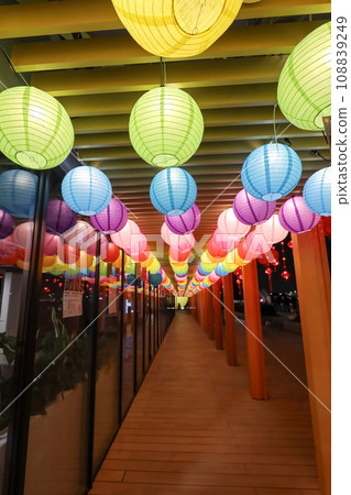 Oct 4 2023 Paper lanterns on the hallway, Mid Autumn festival 108839249