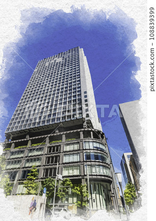 Watercolor style Tokyo Station Marunouchi Exit Shinmaru Building Chiyoda-ku, Tokyo 108839399