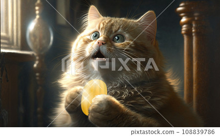 Koban for cats: Actually, the cat was also very happy to receive a small coin. Give a golden oval to your cat. I was stunned with joy. 108839786