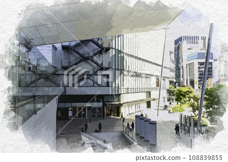 Watercolor style Tokyo Station Yaesu Exit Grand Roof Chiyoda-ku, Tokyo 108839855