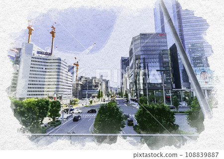 水彩風格 東京車站八重洲口八重洲街 東京都千代田區 108839887
