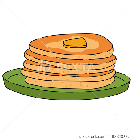 Delicious pancakes with butter on a plate cartoon 108840222