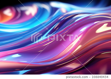 Dynamic Spectrum Waves: Fluid Abstract in Purple and Blue. AI generation 108840434