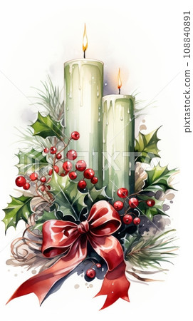 Candles surrounded by holly leaves Candles surrounded by holly leaves 108840891
