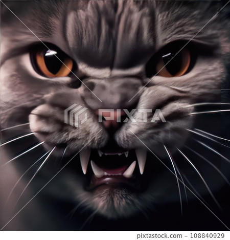 Angry cat closeup. The cat growls Angry cat closeup. The cat growls 108840929