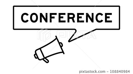 Megaphone icon with speech bubble in word conference on white background 108840984