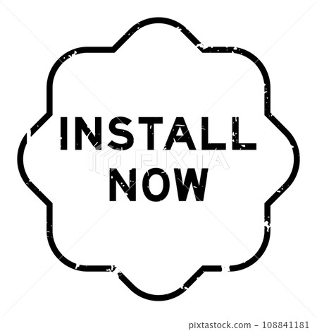 Grunge black install now word rubber seal stamp on wthie background Grunge black install now word rubber seal stamp on wthie background 108841181