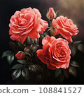 Pink roses background. Generative AI technology, 108841527