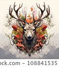 Noble deer male in winter snow forest. Artistic winter christmas landscape. Generative AI technology 108841535