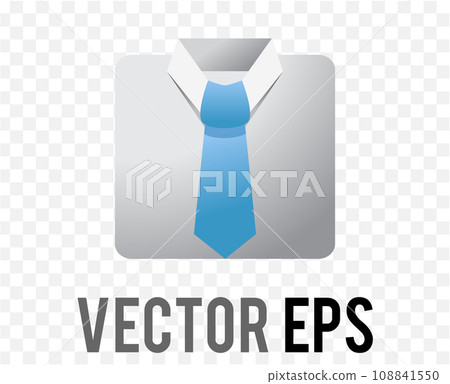Vector gradient gray blank menswear folded shirt with blue tie icon Vector gradient gray blank menswear folded shirt with blue tie icon 108841550