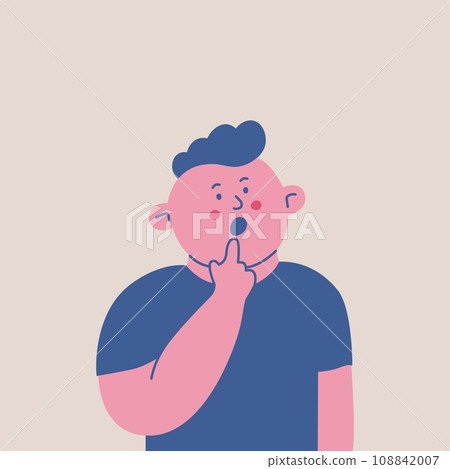 Surprised or shocked little boy. Minimalist child character. Vector isolated illustration. 108842007
