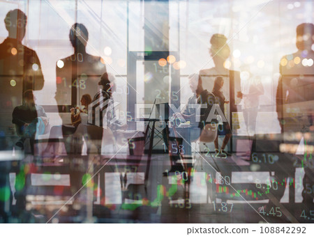 Business people that work together in office. Concept of teamwork and partnership Business people that work together in office. Concept of teamwork and partnership 108842292
