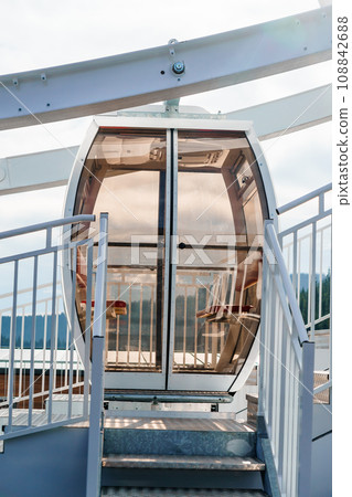 Big tall white ferris wheel in front of perfect blue sky in Bukovel. Carpathians Ukraine 108842688