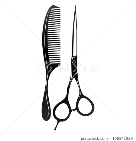 Hairstylist scissors and comb elegant symbol 108842829