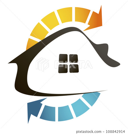 House blue and red symbol for air conditioner 108842914