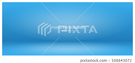 Empty blue studio background. An empty studio room for a photo shoot or presentation. Empty blue studio background. An empty studio room for a photo shoot or presentation. 108843072