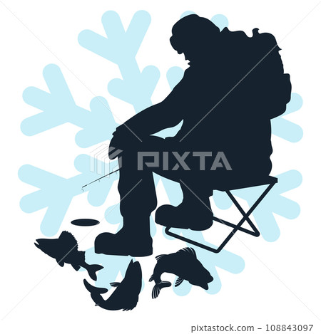Ice fishing fisherman and lots of fish Ice fishing fisherman and lots of fish 108843097