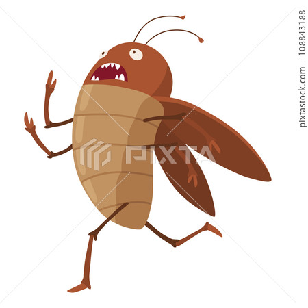 Dirt cockroach. Funny brown beetle. Adorable parasit, wildlife sticker. Cartoon insect pest vector illustration 108843188