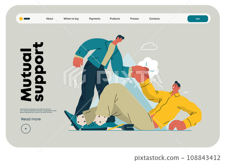 Mutual Support: Helping a fallen person get up -modern flat vector concept illustration of man assisting another man to stand up A metaphor of voluntary, collaborative exchanges of resource, services Mutual Support: Helping a fallen person get up -modern flat vector concept illustration of man assisting another man to stand up A metaphor of voluntary, collaborative exchanges of resource, services 108843412