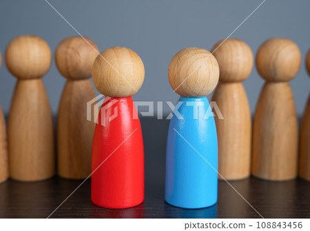 Rivalry between two main political parties. Inability of legislators to negotiate. Government shutdown. Political debate. Find consensus. Candidate for leadership competition. 108843456