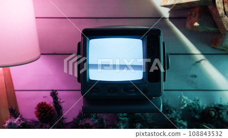 Static television on Christmas background  108843532