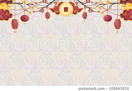 新年卡橫向背景“招財貓/黑暗” 新年卡橫向背景“招財貓/黑暗” 108843850