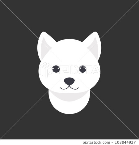 Spitz white breed. Icon dog face. Dog vector icon. Vector black and white illustration . Animal Logotype concept. 108844927