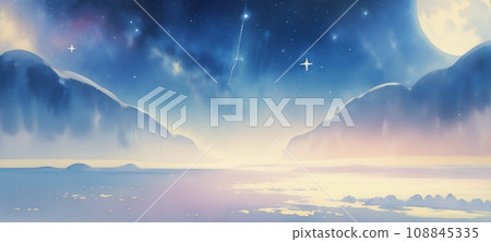 黎明前流淌在月亮上的奇幻風景畫 黎明前流淌在月亮上的奇幻風景畫 108845335