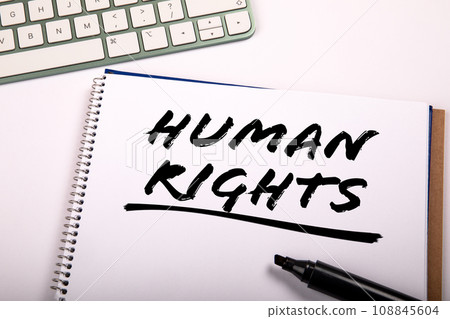 Human Rights Concept. Notepad with text on white office table 108845604